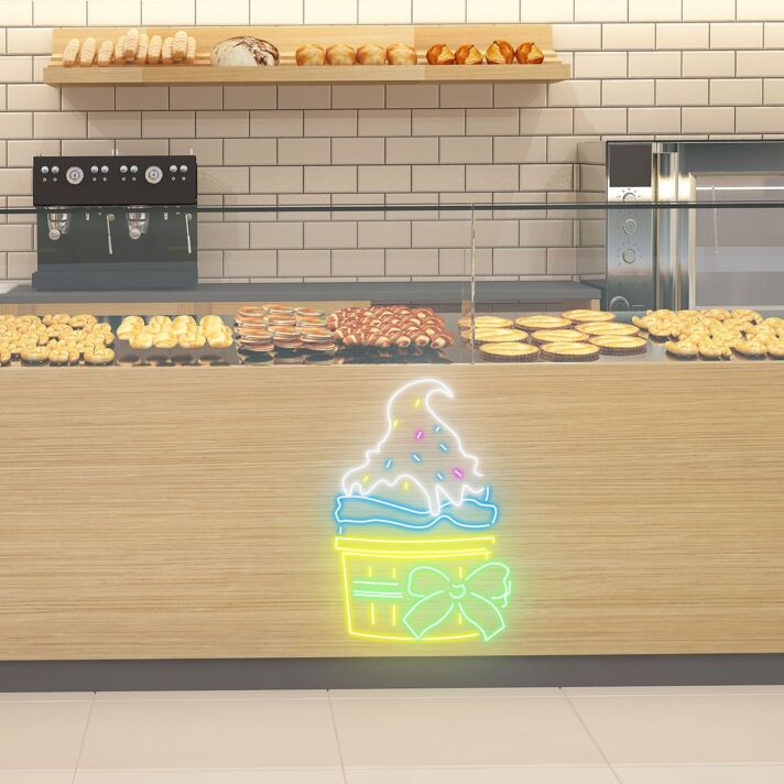 Festive Ice Cream Cup Celebratory Neon for Party Themes