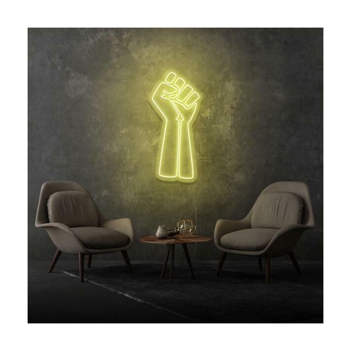 Raised fist Empower and Inspire with Bold Neon Sign