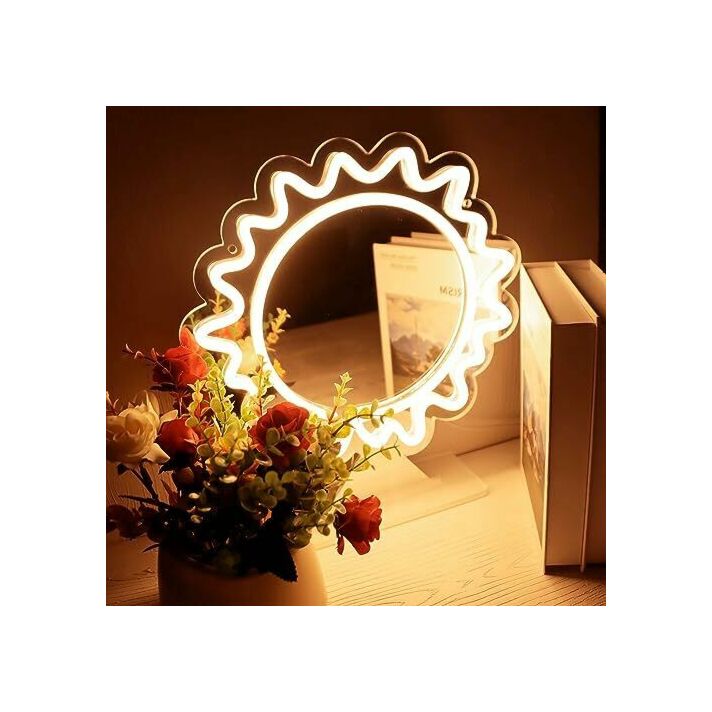 Radiant Sunburst Neon Mirror Signs