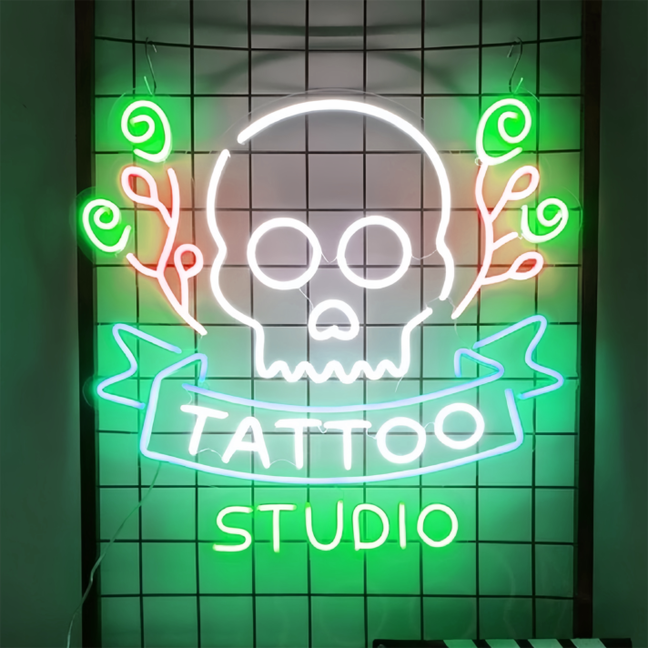 Customize Tattoo Studio Skull: Add a Touch of Neon Edginess to Your Space