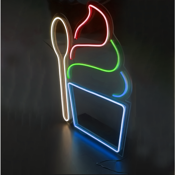 Satisfy Your Cravings Ice Cream Neon Sign