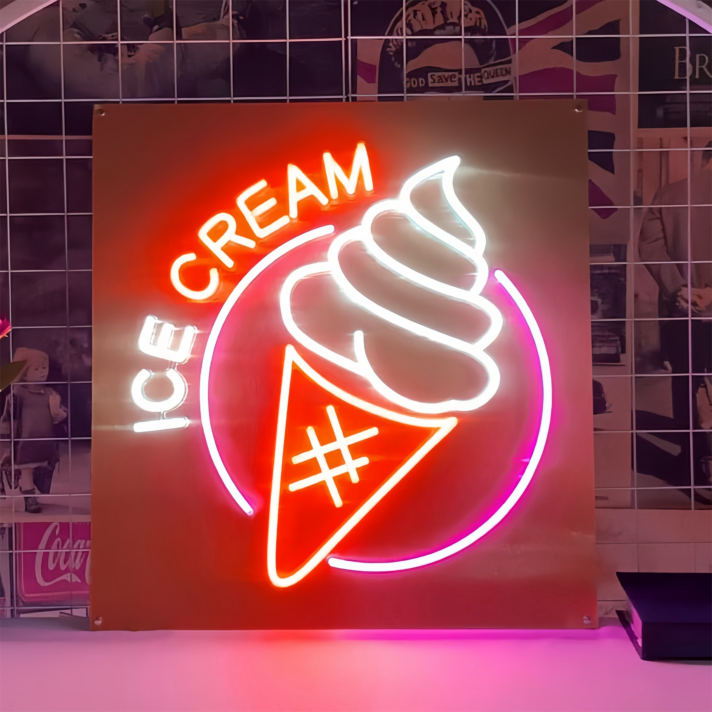 Customize Satisfy Your CravingsDelicious Ice Cream Neon Sign