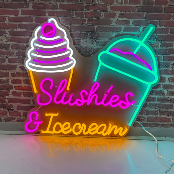 Customize Tempting Treats Slushies And Ice Cream Neon Sign