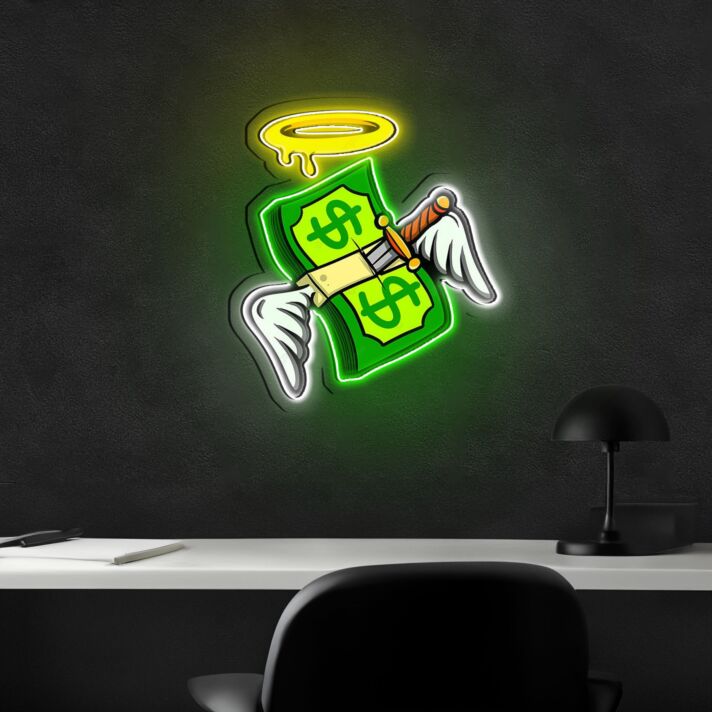 Money Floated Neon Sign X Acrylic Artwork