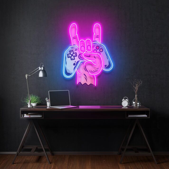 Game Hands Led Neon Acrylic Artwork