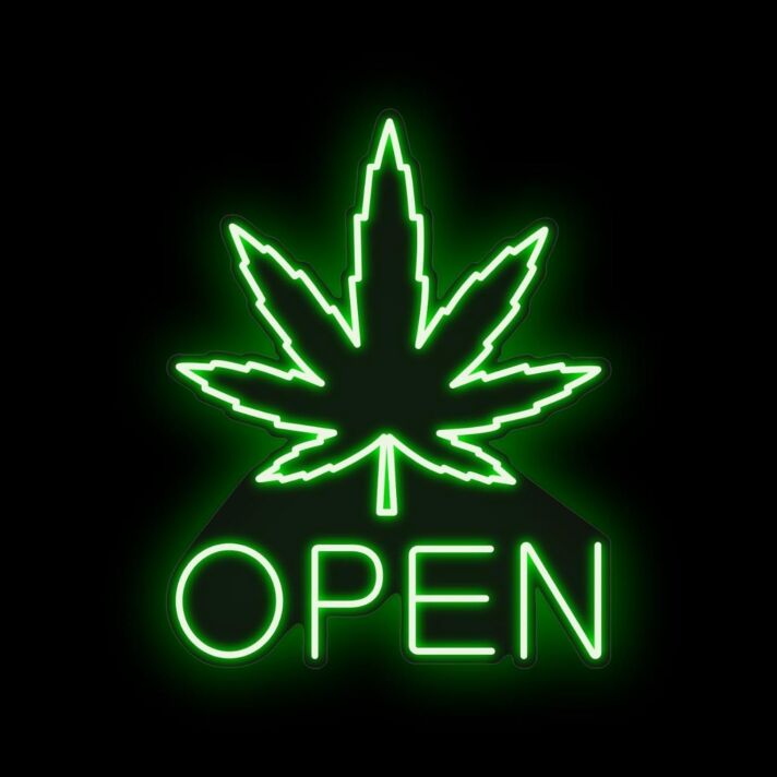 Customize Large Leaf Green Open Neon Signs