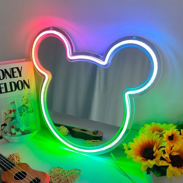 Cuddly Bear Mirror Neon Signs