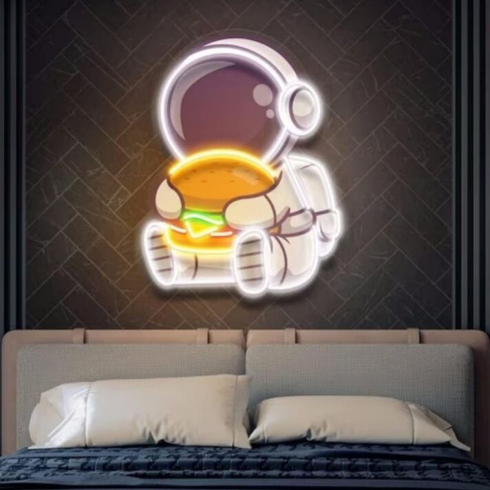 Burger Astronaut Led Neon Sign Light Pop Art