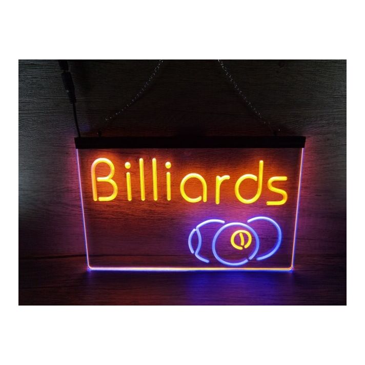 Billiards Two Tone Hanging Neon Sign