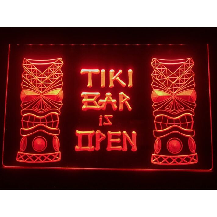 Tiki Bar is Open Hanging Neon Sign