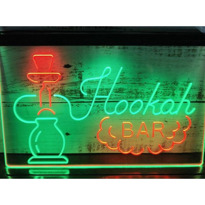 Hookah Bar Two Tone Hanging Neon Sign