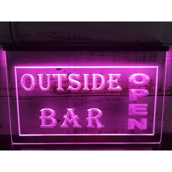 Outside Bar Open Hanging Neon Sign
