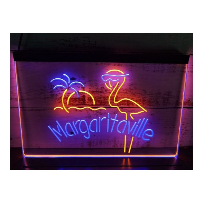 Flamingo Margaritaville Two Tone Hanging Neon Sign