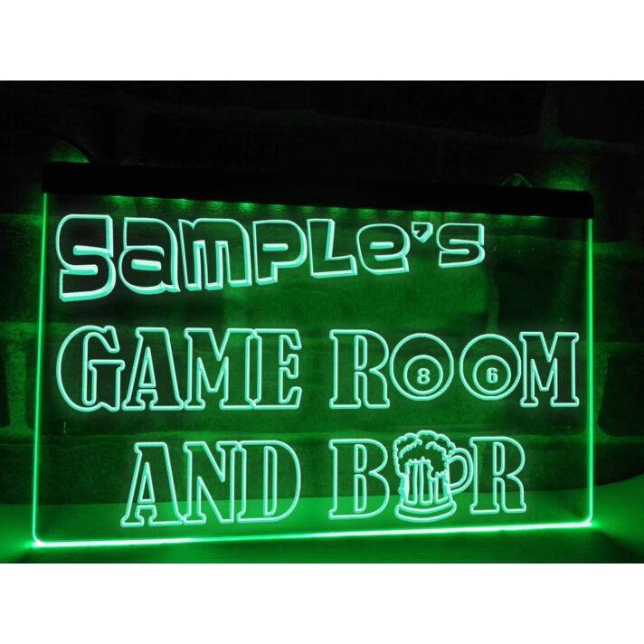 Game Room and Bar Personalized Hanging Neon Sign