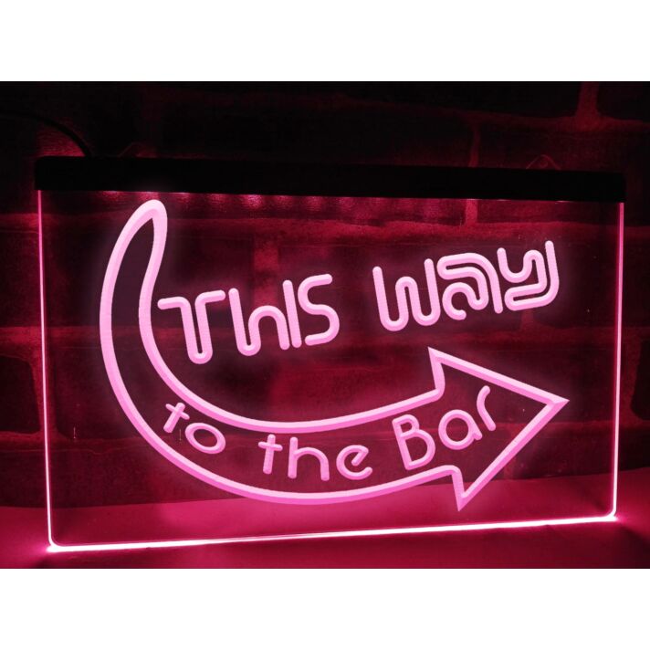 This Way to the Bar Hanging Neon Sign