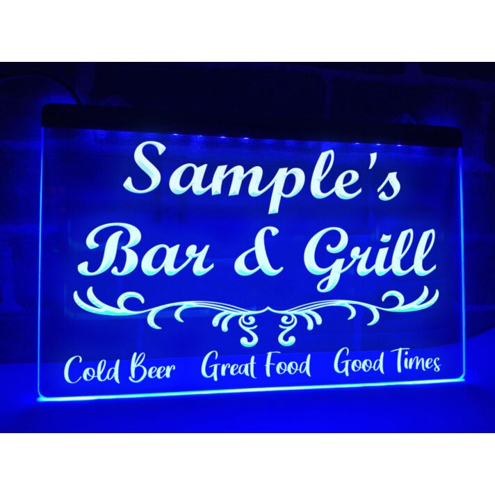 Bar and Grill Personalized Hanging Neon Sign