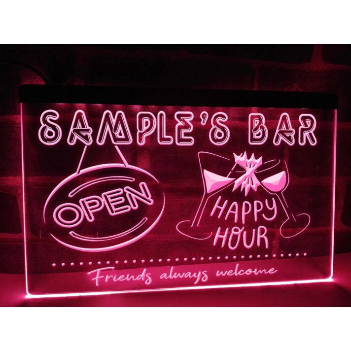 Happy Hour Bar Personalized Hanging Neon Sign