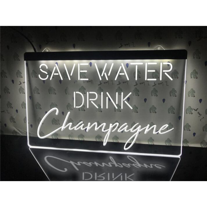 Save Water Drink Champagne Hanging Neon Sign