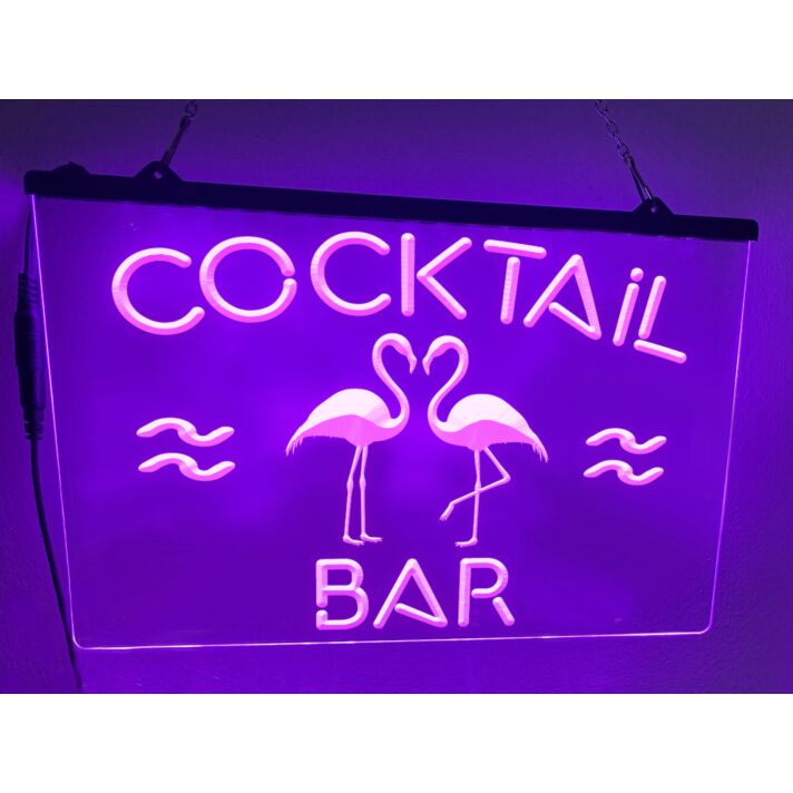 Flamingo Cocktail Bar Hanging Neon Sign