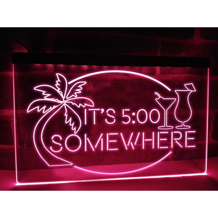 It's 5:00 Somewhere Bar Hanging Neon Sign