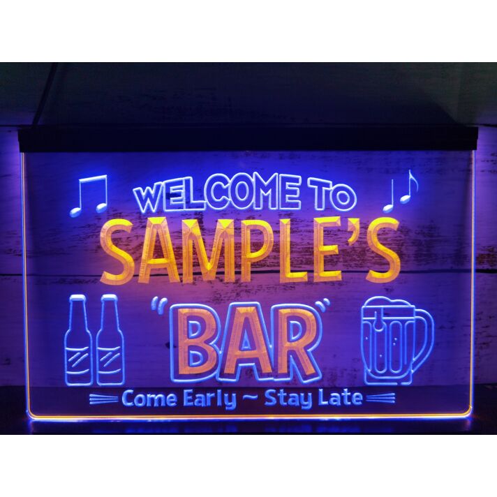 Welcome to My Bar Personalized Two Tone Hanging Neon Sign