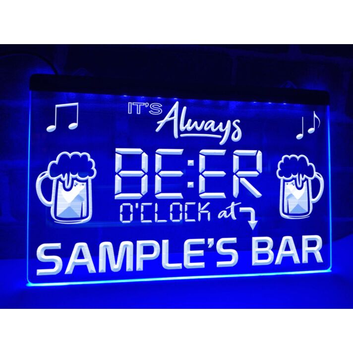 It's Always Beer O'clock at My Bar Personalized Hanging Neon Sign