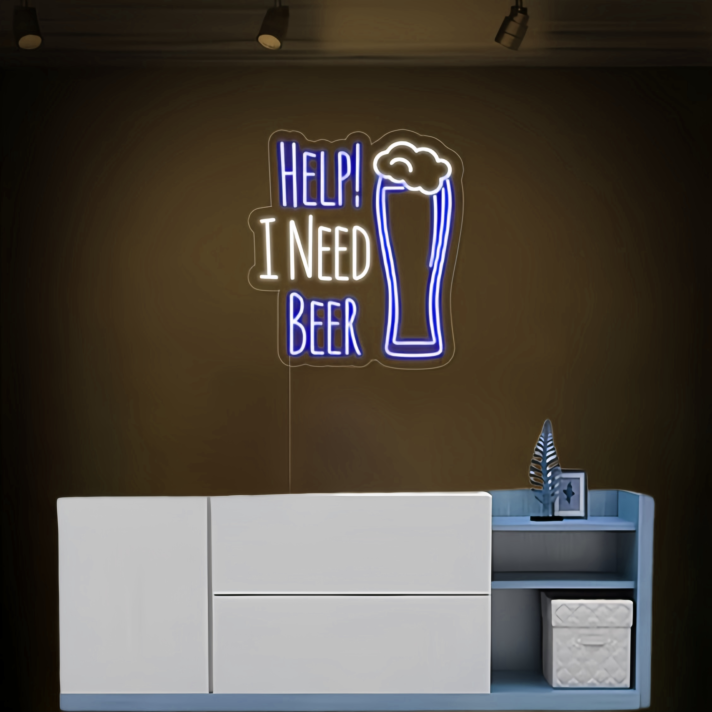 Customize Urgent HELP! I NEED BEER Neon Sign