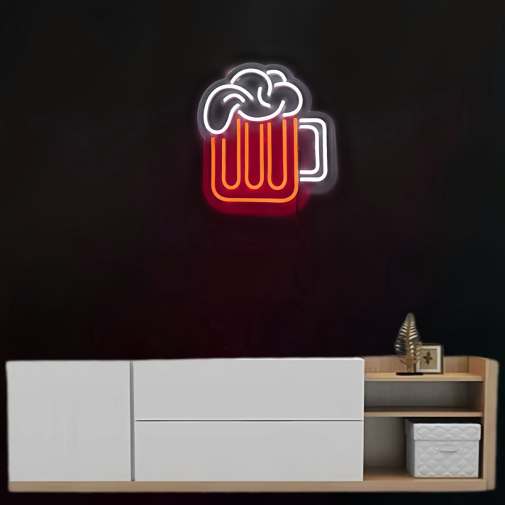 Overflowing Beer Glass Neon Light