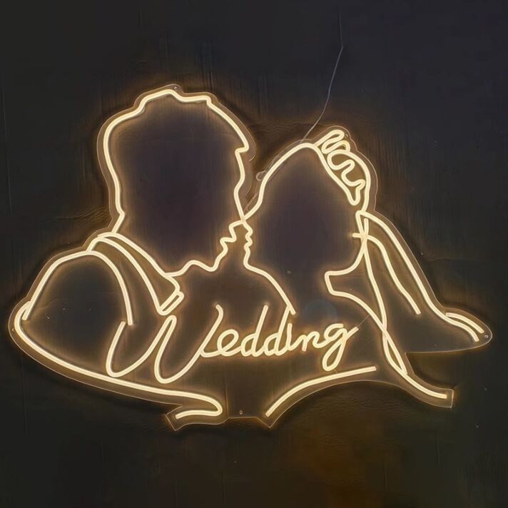 Customize Suit Groom and Crown Bride Romantic Portrait Neon Sign