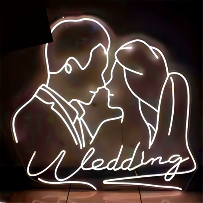 Customize Wedding Romantic Kissing Couple Portrait Neon Sign