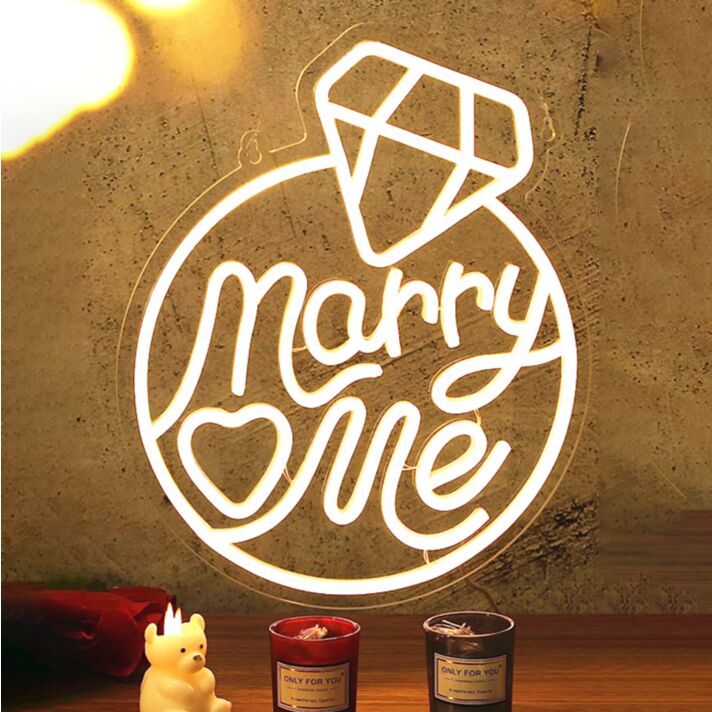 Marry Me Diamond Ring Neon Sign