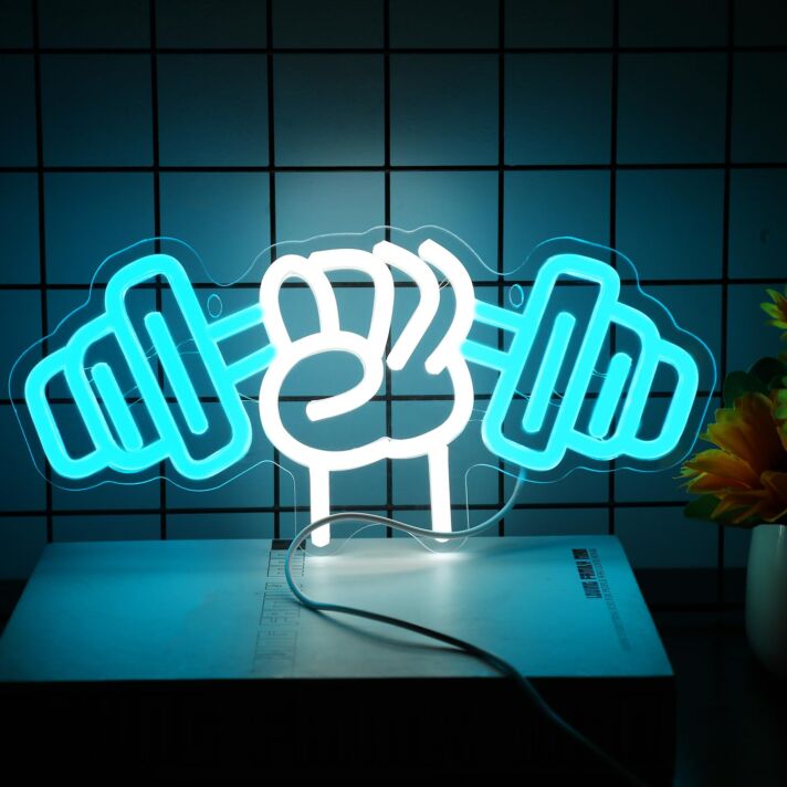 Gym Hand Holding Dumbbell Style 2 Neon Sign