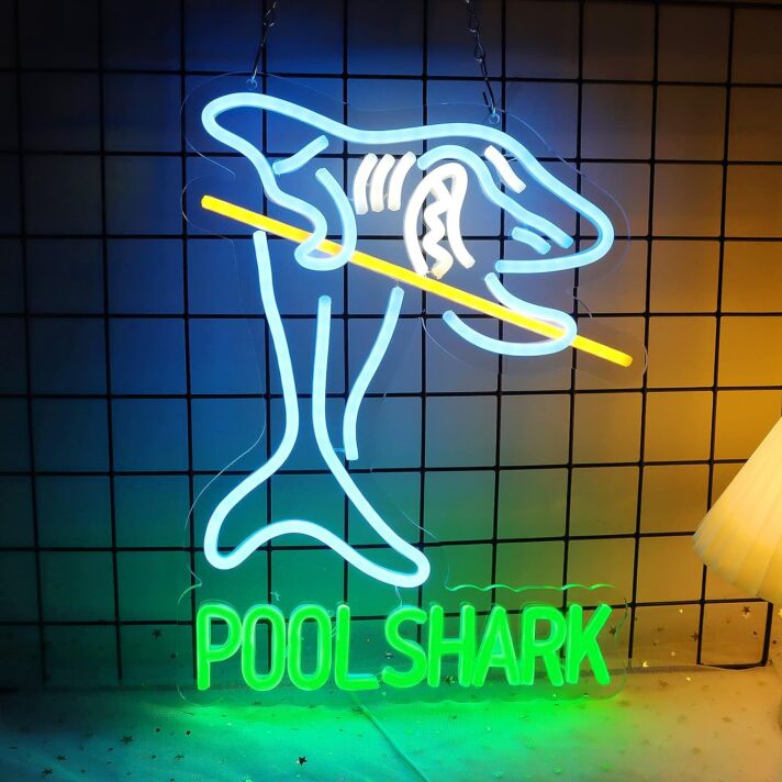 Customize Pool Shark Playing Billiards Neon Sign
