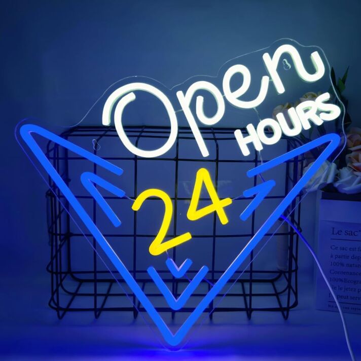 Customize 24 Hours Open Neon Sign