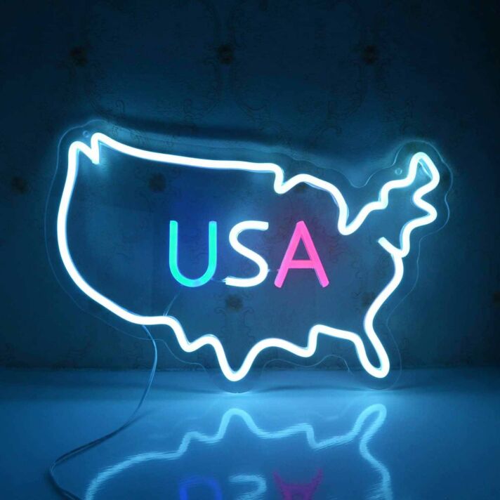 USA Map Neon Sign