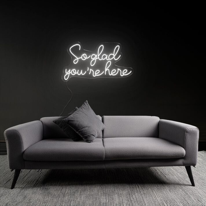 Warm Welcome So Glad You're Here Neon Sign