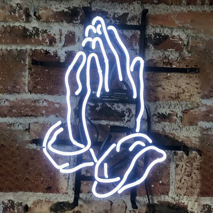 Applauding Hands Vibrant Iron Frame Neon Sign