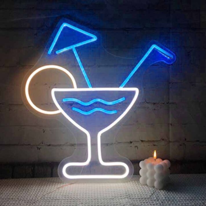 Simple Cocktail Glass Bar Neon Sign