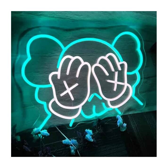 Bear Covering Eyes Neon Sign