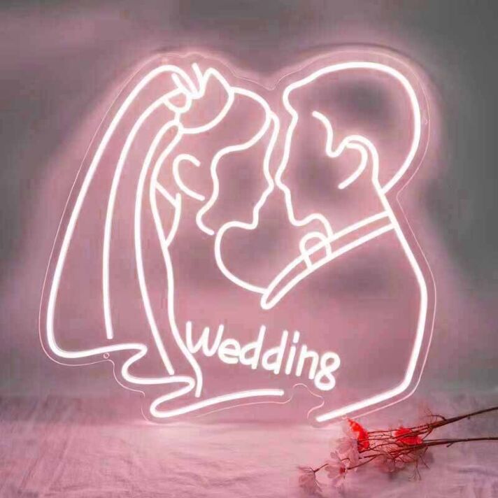 Customize Abstract Kissing Couple Wedding Neon Sign