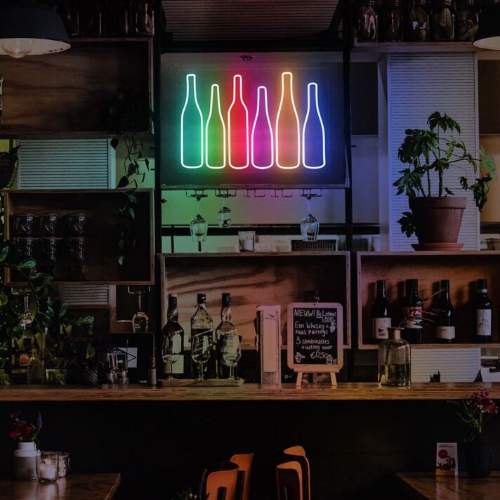 Wine Bottles Neon Sign for Bars and Wine Cellars