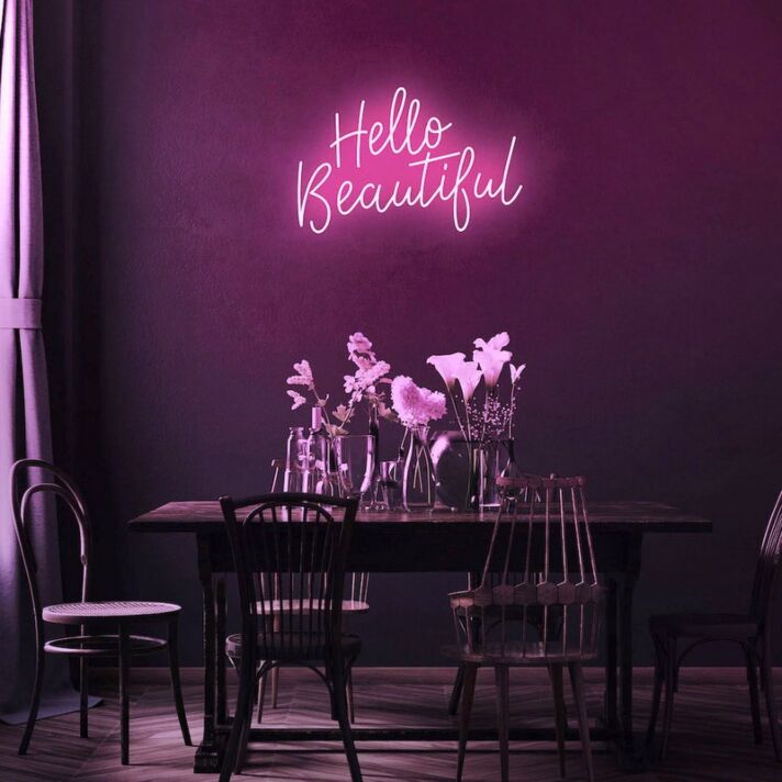 Hello Beautiful Neon Sign for Positive and Loving Spaces