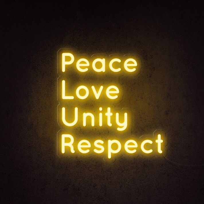 Peace Love Unity Respect Plur Neon Sign for Positive and Peaceful Spaces