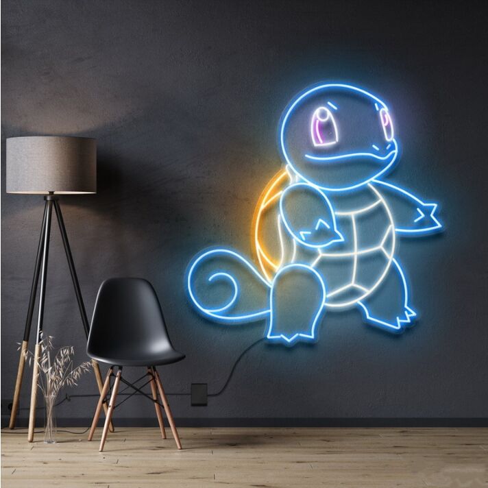 Squirtle Neon Sign for Anime Fans and Fun Spaces