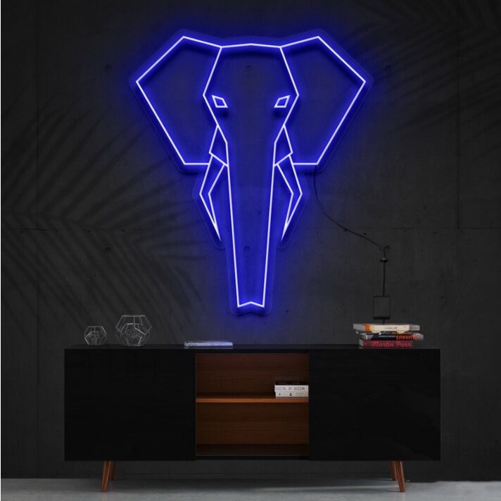 Geometric Elephant Neon Sign for Modern and Artistic Decor