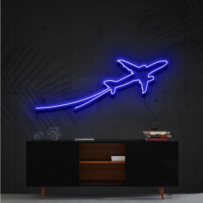 Airplane Take Off Neon Sign for Travel Enthusiasts