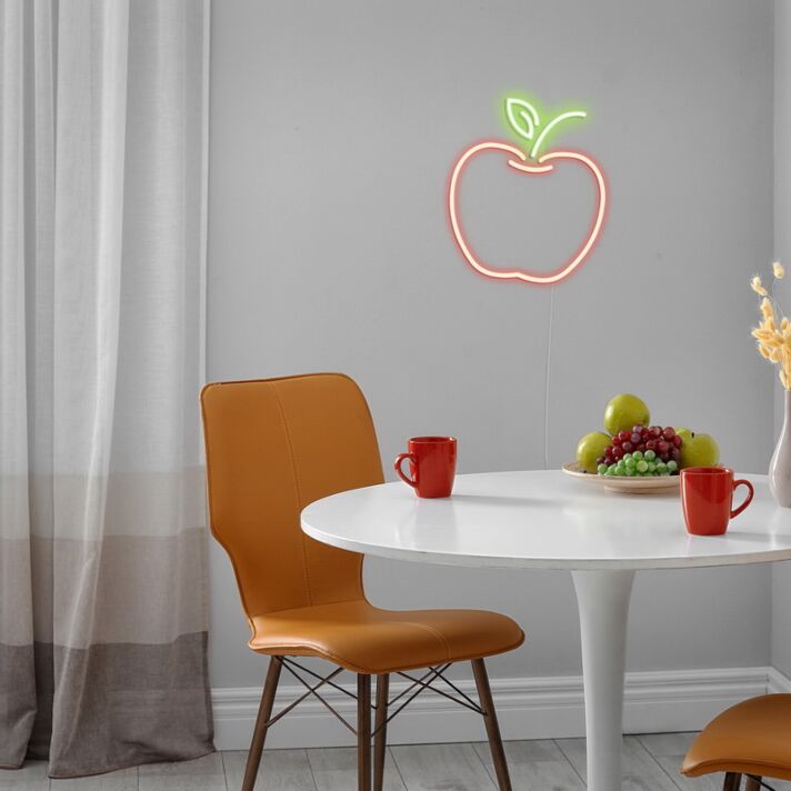 Apple Neon Sign for Nature and Whimsical Decor