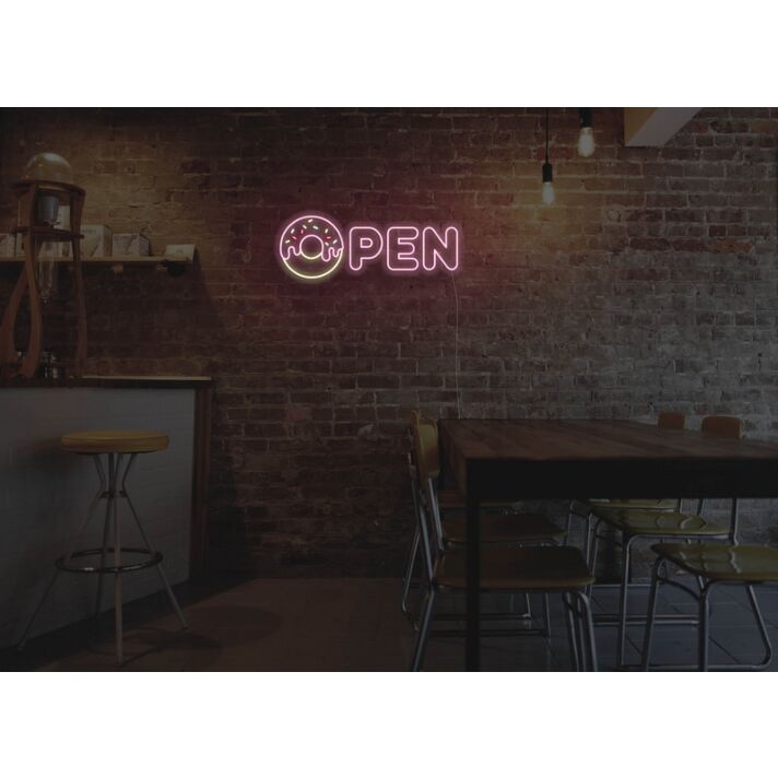 Donut Open Neon Sign for Bakeries and Fun Spaces