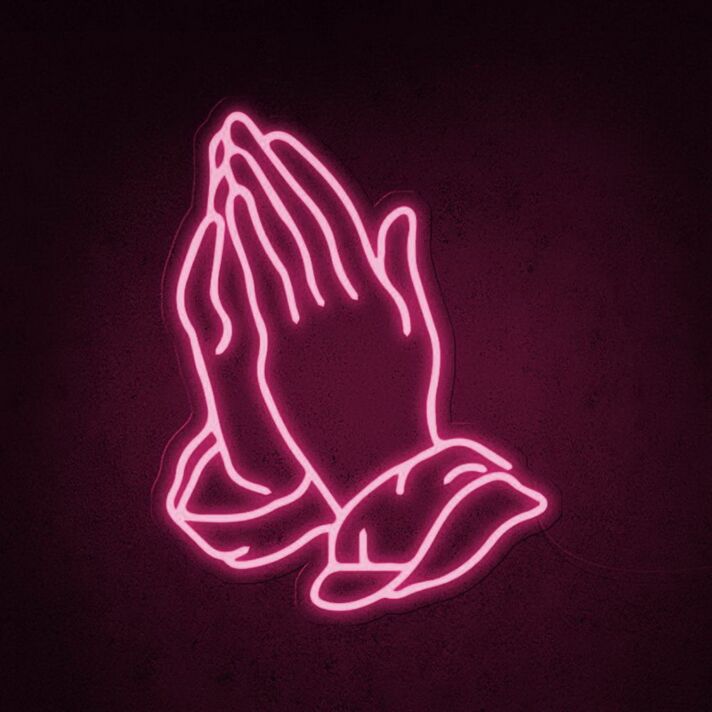 Praying Hands Neon Sign for Spiritual and Peaceful Spaces