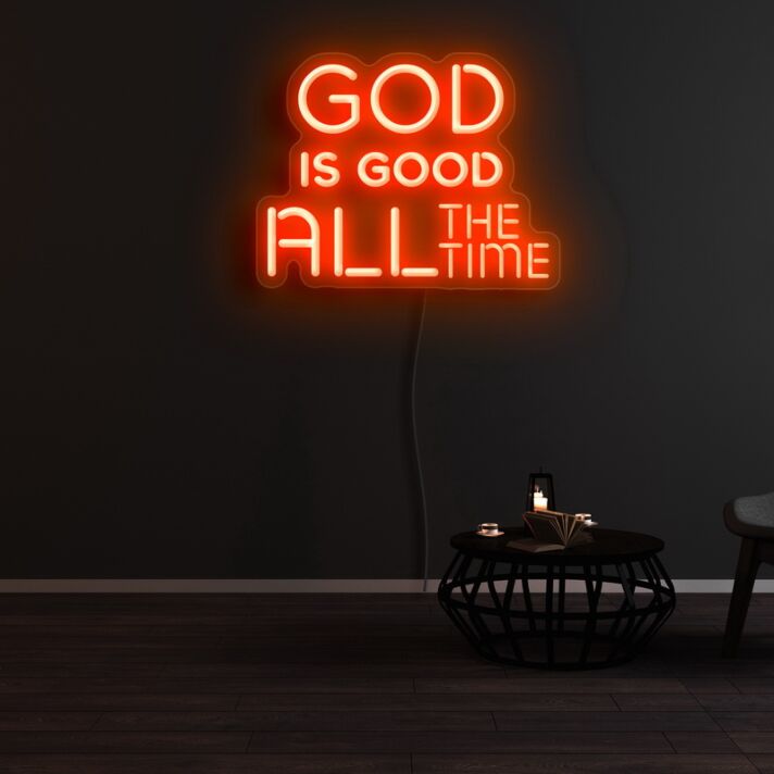 God Is Good All The Time Neon Sign for Spiritual and Positive Spaces